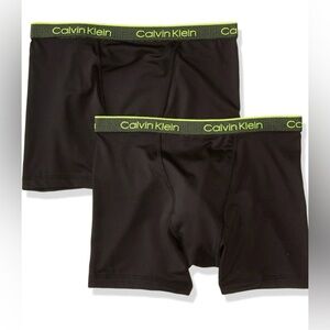 Calvin Klein Boys' Performance Boxer Brief Underwear, 2 Pack, L